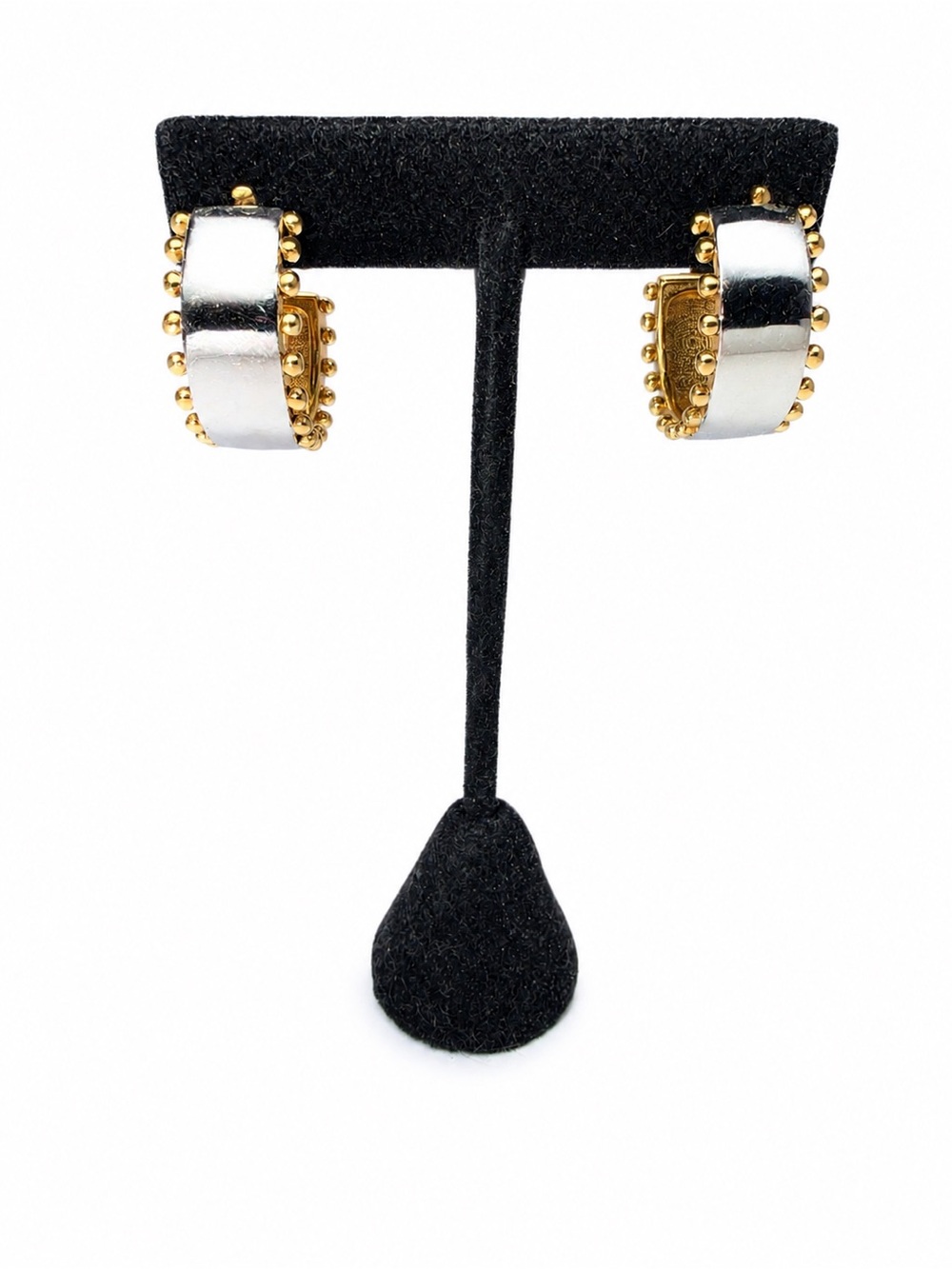 Gold and Silver Beaded Edge Hoop Earrings - Women Jewelry